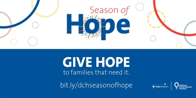 graphic with colorful circles - season of hope give hope to a fmailie that needs it bit.ly/dchseasonofhope