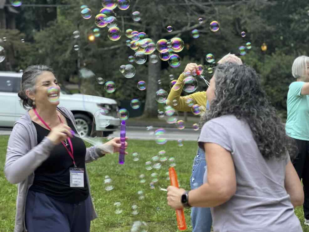 Woman Blowing Bubbles