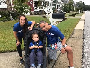 Nestor, Ashley, and then-2-year-old Kai Amani after completing 2021'TMs Virtual Angels Among Us 5K.